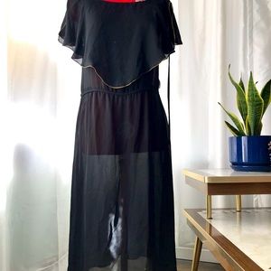 Vintage black dress with gold trim